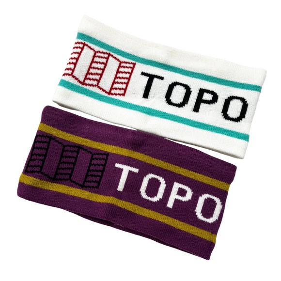 NWOT Two Topo Designs Mountain Headbands White Purple - Picture 1 of 7